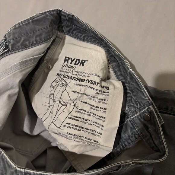 Kuhl Pants 40x34 40x33 RYDR Black Straight Leg High Rise Faded Outdoor Casual - Picture 3 of 9